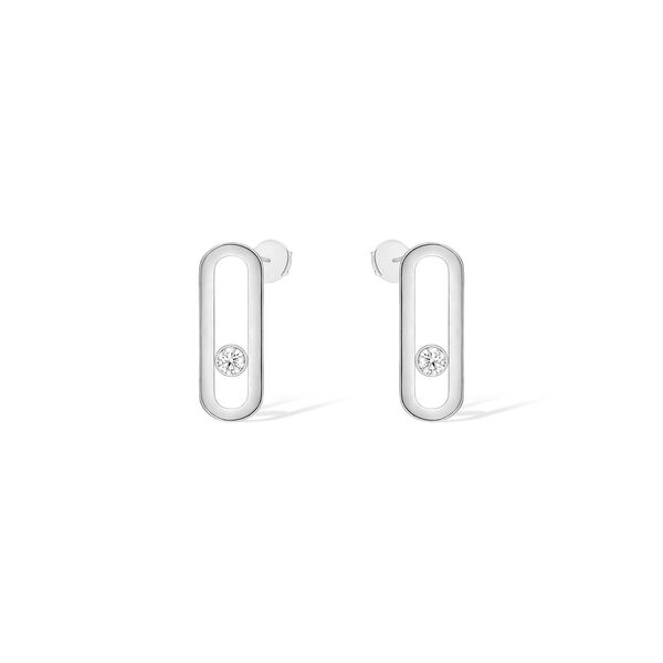 Move Uno Medium White Gold and Diamond Earrings